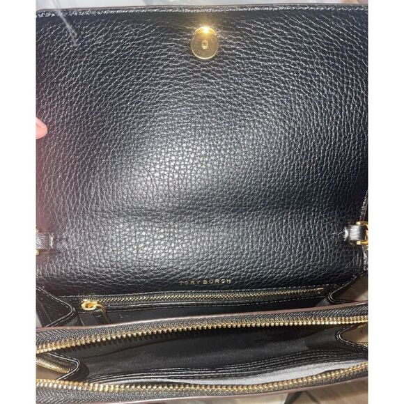 Tory Burch McCraw Black Leather Crossbody Bag Wallet Clutch Purse - Picture 9 of 13